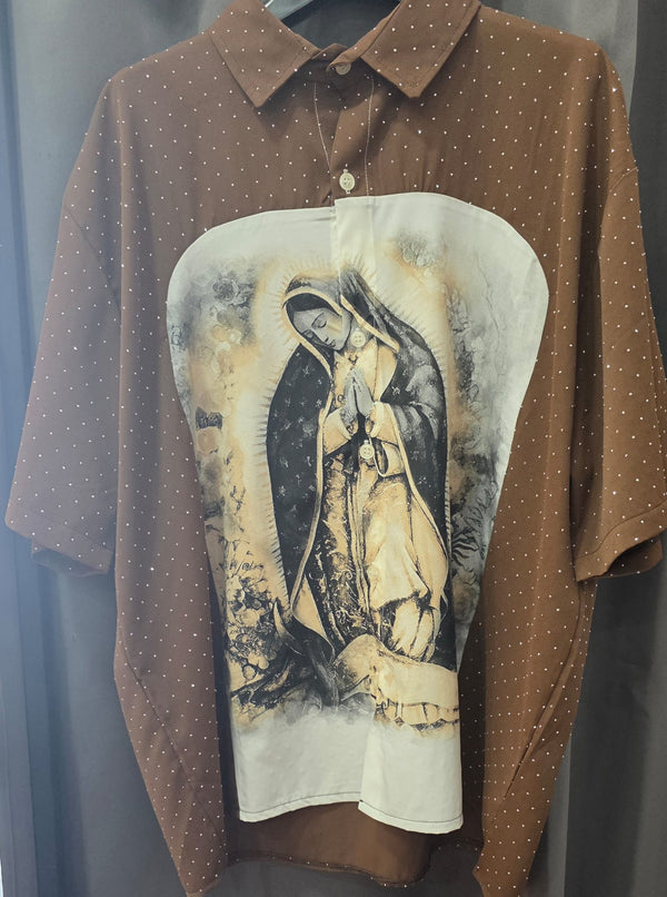 Camicia do Not Agree marrone brillantini
